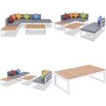 4-tlg. Garten-Lounge-Set mit Auflagen Aluminium und wpc - Garten-Sofa-Set - Garten-Sofa-Sets - Home & Living - Mehrfarbig