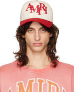 AMIRI Beige & Red Staggered 'Amiri' Canvas Cap