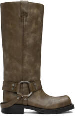 Acne Studios Taupe Leather Buckle Tall Boots