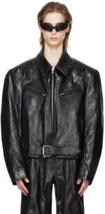 Alexander Wang Black Belted Leather Jacket