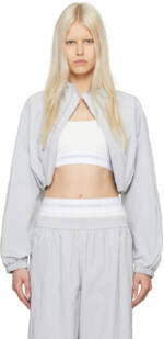 Alexander Wang Gray & White Bolero Bomber Jacket