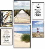 Artland Poster "Impressionen vom Meer", Meer Bilder, (Set, 6 St.), 6er Set, 2xDIN A3 / 4xDIN A4, ohne Rahmen