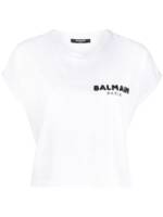 Balmain T-Shirt mit Pailletten-Logo - Weiß