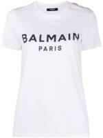 Balmain T-Shirt mit Zierknöpfen - Weiß