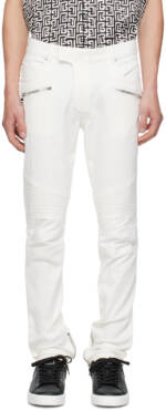 Balmain White Biker Jeans