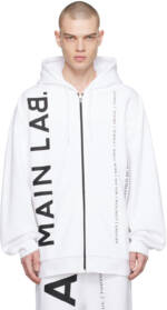 Balmain White Zipped Hoodie