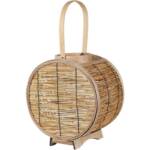 Beliani - Laterne Natürlich Rattan 30 cm Rund mit Henkel Griff Glaseinsatz Deko Wohnzimmer Schlafzimmer Wohnaccessoires Dekoartikel Tischdekoration