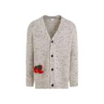 Bottega Veneta - Embroidered Grey Linen Cardigan - Größe L - beige