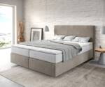 Boxspringbett Dream-Well 160x200 cm Mikrofaser Beige mit TFK Matratze und Visco Topper