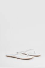 Breite Passform Eckige Flip-Flops - White - 36, White