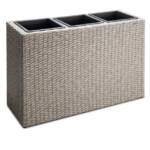 Casaria Pflanzkübel, 3 Innentöpfe Herausnehmbar Polyrattan 83x30,5x60cm Blumentopf Creme