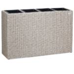 Casaria Pflanzkübel, 4 Innentöpfe Herausnehmbar Polyrattan 95x27x60cm Blumentopf Creme