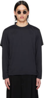 Comme des Garçons Homme Plus Black Layered Polo Long Sleeve T-Shirt