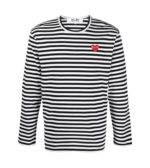 Comme des Garcons Play - Gestreiftes Longsleeve mit Play-Herz - Größe L - black