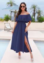 Cupshe Midikleid Cupshe Off-Shoulder-Maxikleid mit seitlichem Schlitz für den Sommer