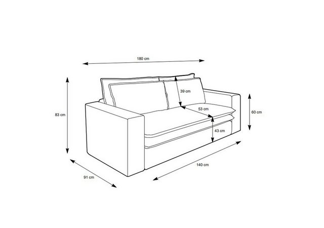 Design-Wohngalerie Sofa Couch 2 Sitzer + Sessel Set Piagge - Cordstoff Anthrazit