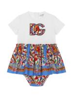 Dolce & Gabbana Kids Set aus Kleid und Höschen mit Patch - Weiß