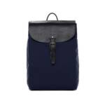 FEYNSINN Rucksack echt Leder Rucksack groß blau-schwarz, Cityrucksack Canvas & Echtleder, Rucksack Damen Herren blau-schwarz