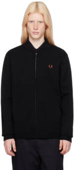 Fred Perry Black Embroidered Cardigan