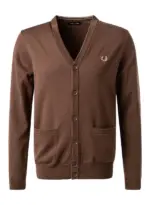 Fred Perry Herren Cardigan braun Wolle unifarben