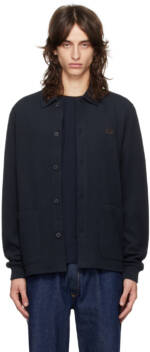 Fred Perry Navy Button Through Long Sleeve Cardigan