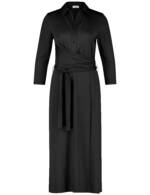 GERRY WEBER Damen Elegantes Kleid mit Wickeleffekt Schwarz, 48