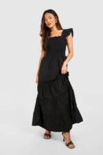 Gestuftes Maxikleid Aus Baumwolle - Black - 34, Black