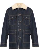 Golden Goose Jeansjacke mit Shearling-Kragen - Blau