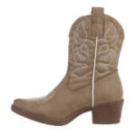 Ital-Design Damen Cowboyboots Western Westernstiefelette (83592471) Blockabsatz Western- & Bikerboots in Hellbraun