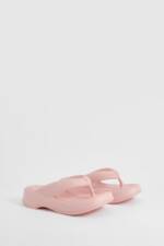 Klobige Eckige Platform Flip-Flops - Baby Pink - 7-8, Baby Pink