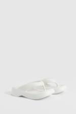 Klobige Eckige Platform Flip-Flops - White - 7-8, White