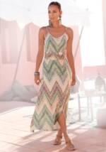 LASCANA Midikleid, mit sommerlichem Print und Schlitz, Sommerkleid, Strandkleid