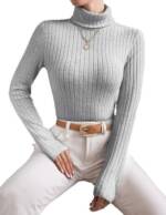 LUCKZON Rollkragenpullover Damen Rollkragen Langarmshirts mit Rippenmuster für Damen Herbst Tailliert Basic Slim Weiche Thermo-Unterwäsche Tops