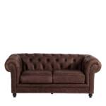 Ledersofa 2 Personen braun im Chesterfield Stil 196 cm breit