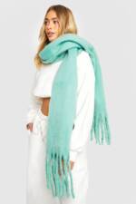 Oversize Schal Mit Fransen - Aqua - One Size, Aqua