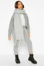 Oversize Schal Mit Fransen - Grey Marl - One Size, Grey Marl