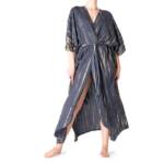 PANASIAM Tunikakleid Damen Kimono Maxi Strandkleid aus natürlicher Viskose mit V-Ausschnitt Tie-Dye Bikini Badeanzug Cover Up Boho Beachwear langes Sommerkleid