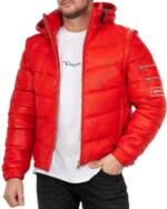 Reichstadt Bomberjacke Herren Echtleder Jacke 22RS32LUX Red XS mit abnehmbaren Ärmeln und Kapuze