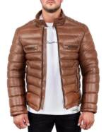 Reichstadt Bomberjacke Herren Echtleder Jacke RS016 - Brown L