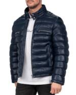 Reichstadt Bomberjacke Herren Echtleder Jacke RS016 - Navy L