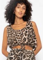 SASSYCLASSY Crop-Top Oversize Musselin Top Baumwoll Crop Top mit Tunnelzug und Rundhalsausschnitt