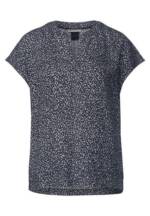 STREET ONE Kurzarmbluse - luftige Shirtbluse mit Mininmalprint - sommerliche Kurzarm Bluse