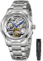 S&T Design Automatikuhr Herren Uhr Mechanisch Herrenuhr Edelstahl Skelett, (inkl. Uhrenetui, inkl. Armbandkürzer), Mechanische Armbanduhr für Herren, Wasserdicht 3BAR, Transparent