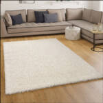 Shaggy Hochflor Langflor Teppich Sky Einfarbig in Creme ø 80 cm Rund - Paco Home