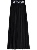 Vetements - Vetements Logo-Waistband Pleated Black Midi Skirt - Größe M - schwarz