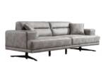 Xlmoebel Sofa Modernes graues Design Wohnzimmer Polster Dreisitzer Ledersofa, Hergestellt in Europa