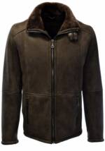 Zimmert Leather Lederjacke Herren, Lammfelljacke, Lammfell, Braun, Dunkelbraun, Velour