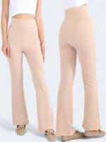 fashionshowcase Schlaghose Damen Scuba Hose High Waist - elastisch für Yoga, Freizeit & Abendmode Scuba-Stoff, hohe Taille