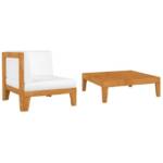 vidaXL Sofaelement 2-tlg. Garten-Lounge-Set mit Auflagen Massivholz Akazie (1 St)