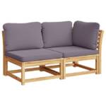 vidaXL Sofaelement 2-tlg. Garten-Lounge-Set mit Kissen Massivholz Akazie (1 St)